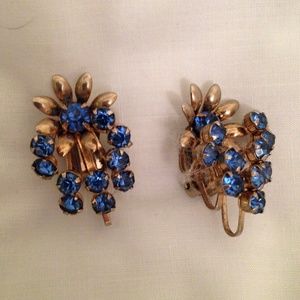 Vintage Faux Sapphire Clip on Earrings (1950's)